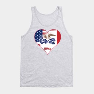 State of Iowa Flag and American Flag Fusion Design Tank Top